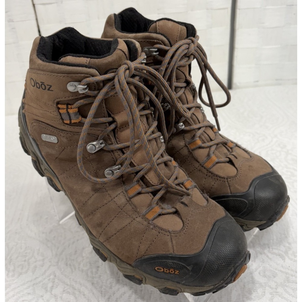 Oboz Bridger Mid Waterproof brown leather hiking boots mens 11.5